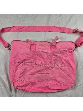 Victorias Secret Pink Oversized Tote Bag Adjustable Shoulder Strap Large Logo